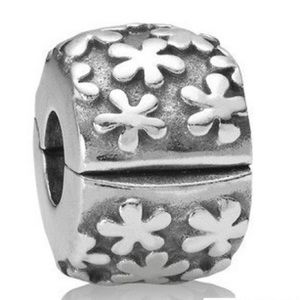 Two Pandora Flower Spacer Clip Charms